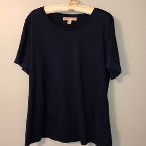 Michael Kors Navy Ruffle Sleeve Shirt